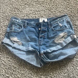 Casual Blue Distressed Jean Shorts